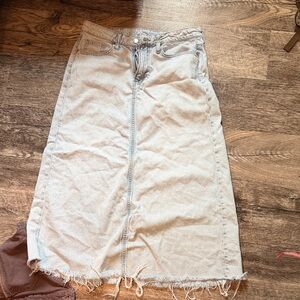H&M Light Wash Denim Midi Skirt